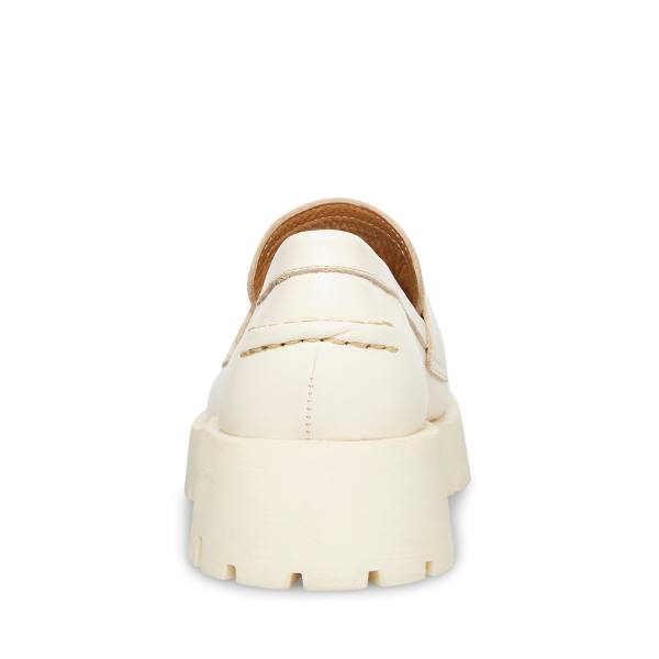 Loafersy Damskie Steve Madden Lawrence Bone Skórzane Beżowe | SM-483DQ