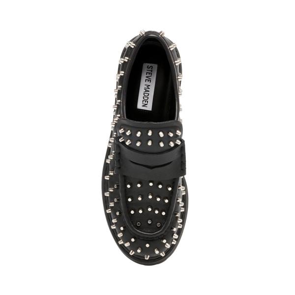 Loafersy Damskie Steve Madden Malvern Studs Czarne | SM-930HW