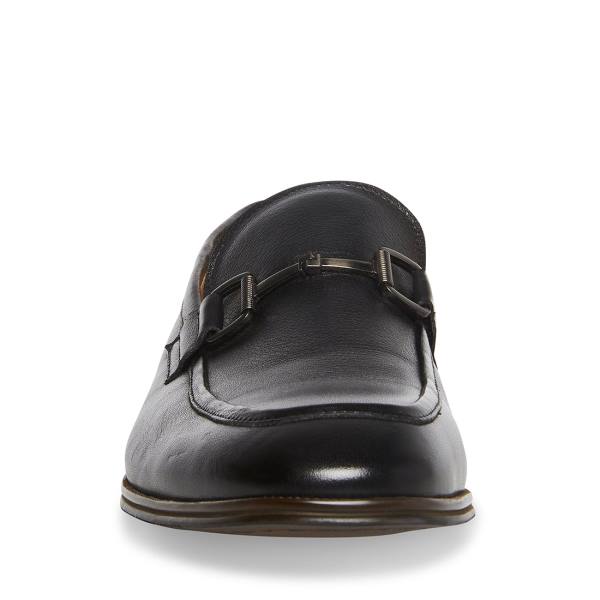 Loafersy Męskie Steve Madden Aahron Skórzane Czarne | SM-123WF