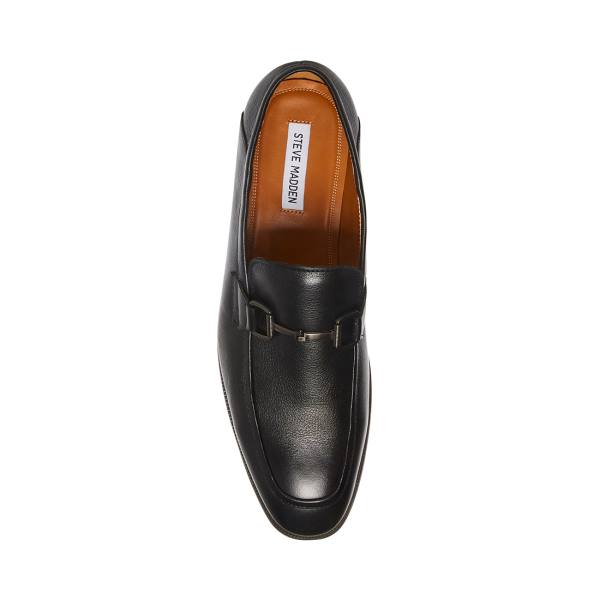 Loafersy Męskie Steve Madden Aahron Skórzane Czarne | SM-123WF