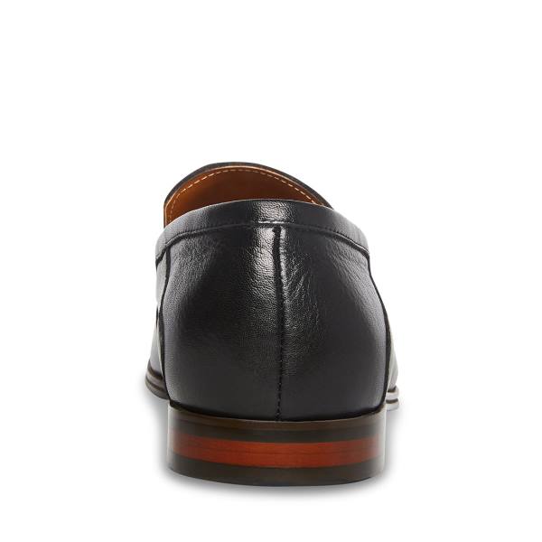 Loafersy Męskie Steve Madden Aahron Skórzane Czarne | SM-123WF