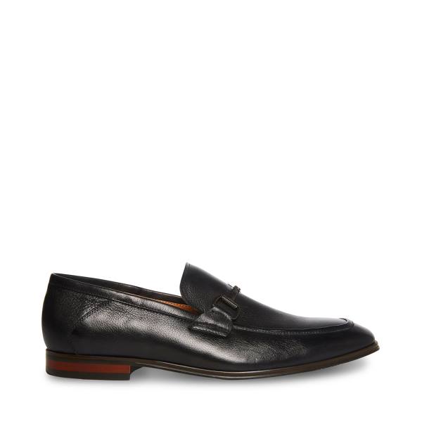 Loafersy Męskie Steve Madden Aahron Skórzane Czarne | SM-123WF