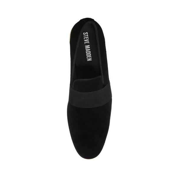 Loafersy Męskie Steve Madden Anversa Zamszowe Czarne | SM-487UE