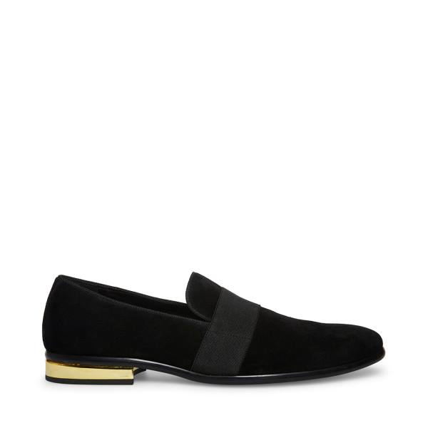 Loafersy Męskie Steve Madden Anversa Zamszowe Czarne | SM-487UE