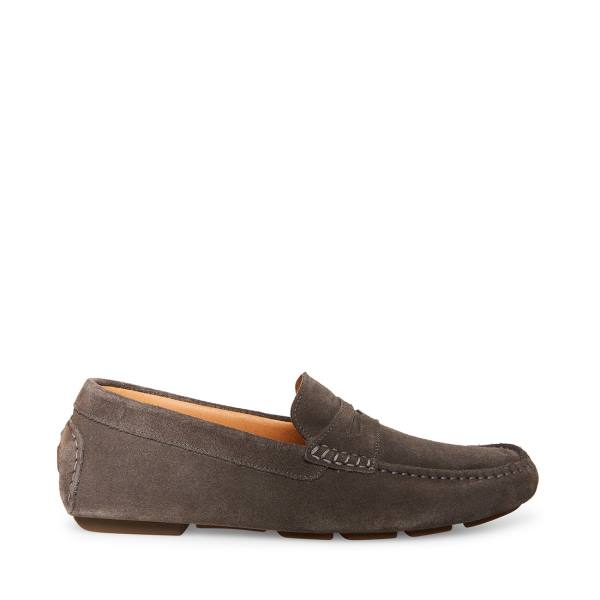 Loafersy Męskie Steve Madden Italo Zamszowe Ciemny Szare | SM-391TF