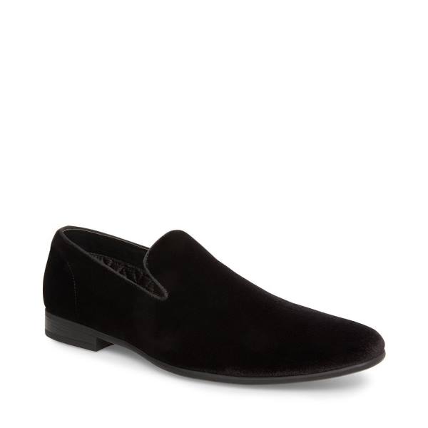 Loafersy Męskie Steve Madden Laight Velvet Czarne | SM-396EB