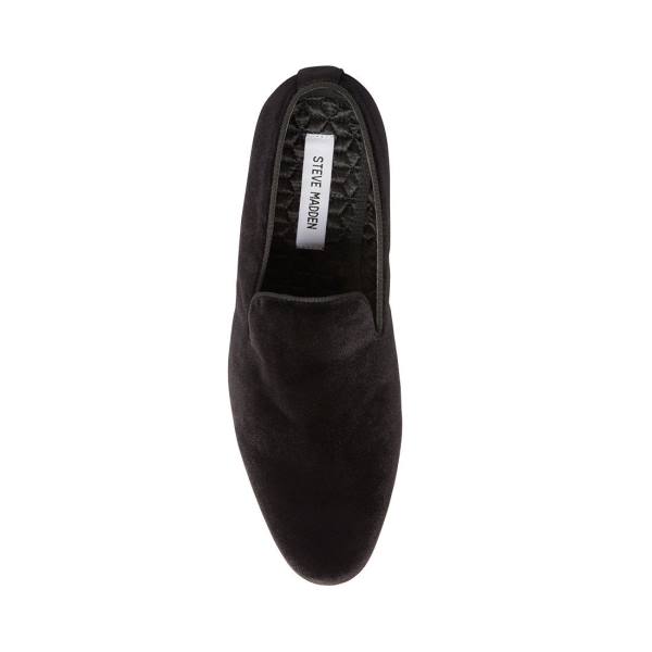 Loafersy Męskie Steve Madden Laight Velvet Czarne | SM-396EB