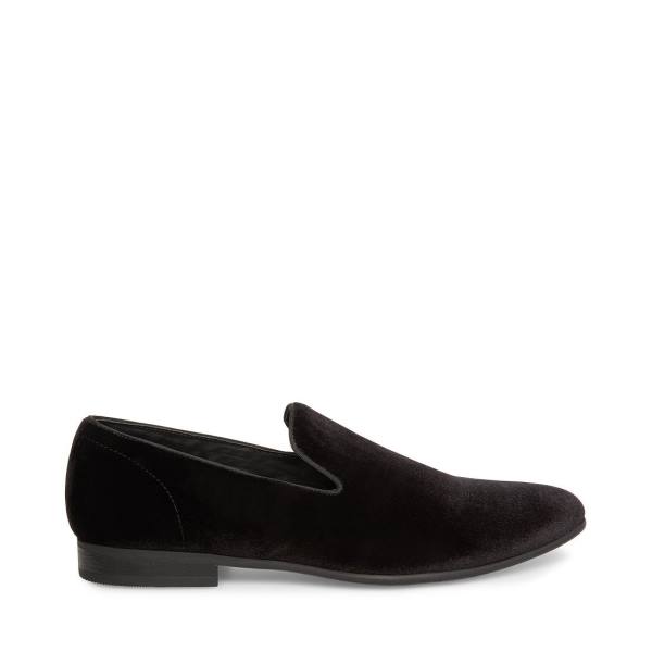 Loafersy Męskie Steve Madden Laight Velvet Czarne | SM-396EB