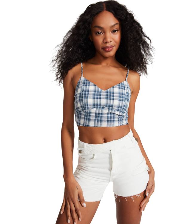 Najfatalniejszy Damskie Steve Madden Checkered Tank Niebieskie | SM-804LH