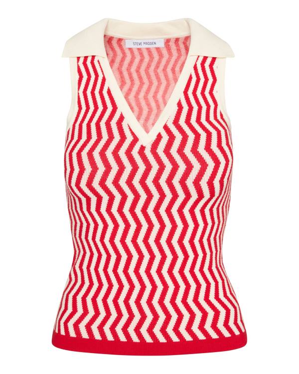 Najfatalniejszy Damskie Steve Madden Collared Tank Czerwone | SM-475RA