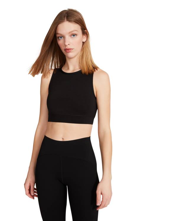 Najfatalniejszy Damskie Steve Madden Cropped Active Tank Czarne | SM-350EC