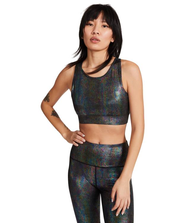 Najfatalniejszy Damskie Steve Madden Iridescent Sports Bra Czarne | SM-741ES