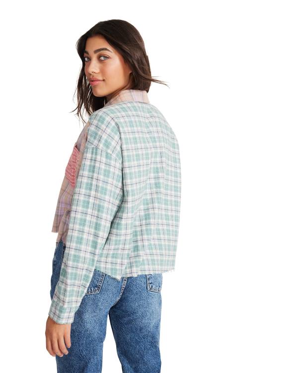 Najfatalniejszy Damskie Steve Madden Mixed Plaid Button Down Różowe Kolorowe | SM-145VG