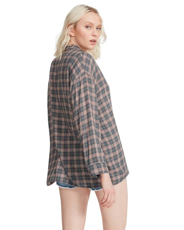 Najfatalniejszy Damskie Steve Madden Plaid Flannel Ciemny Szare | SM-245ZU