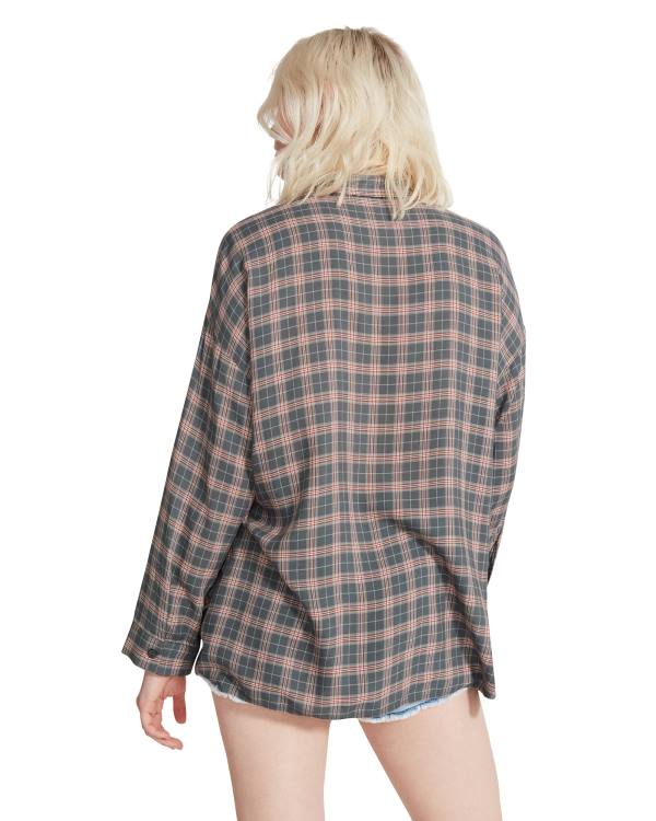 Najfatalniejszy Damskie Steve Madden Plaid Flannel Ciemny Szare | SM-245ZU