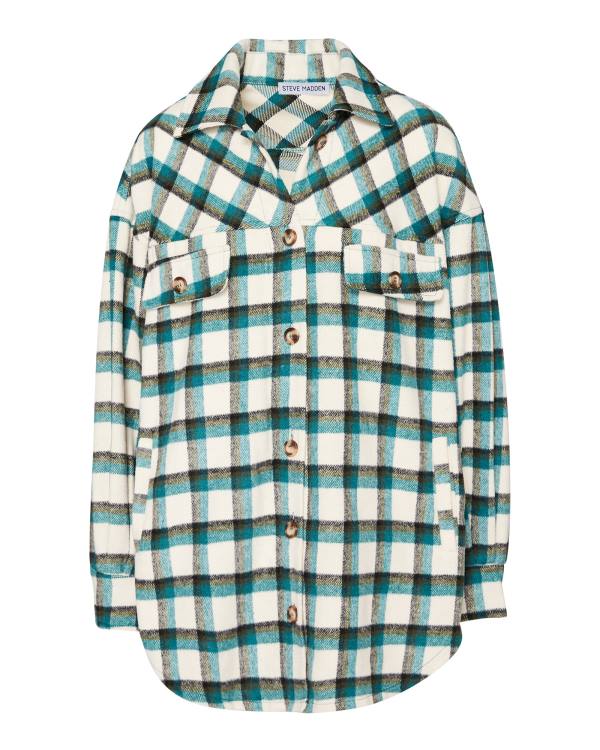 Najfatalniejszy Damskie Steve Madden Plaid Button Down Zielone | SM-816TD