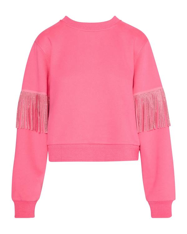 Najfatalniejszy Damskie Steve Madden Rhinestone Fringe Crew Neck Różowe | SM-948RL