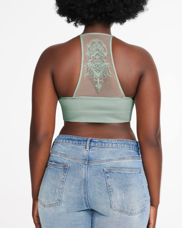 Najfatalniejszy Damskie Steve Madden The Ella Mesh Bralette Sage Plus Zielone | SM-081JH