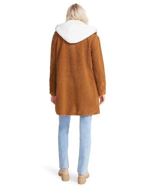 Płaszcze Damskie Steve Madden Teddy Sherpa Brązowe | SM-769SB