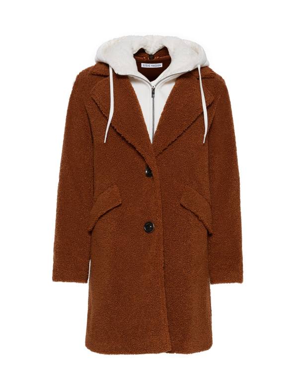 Płaszcze Damskie Steve Madden Teddy Sherpa Brązowe | SM-769SB