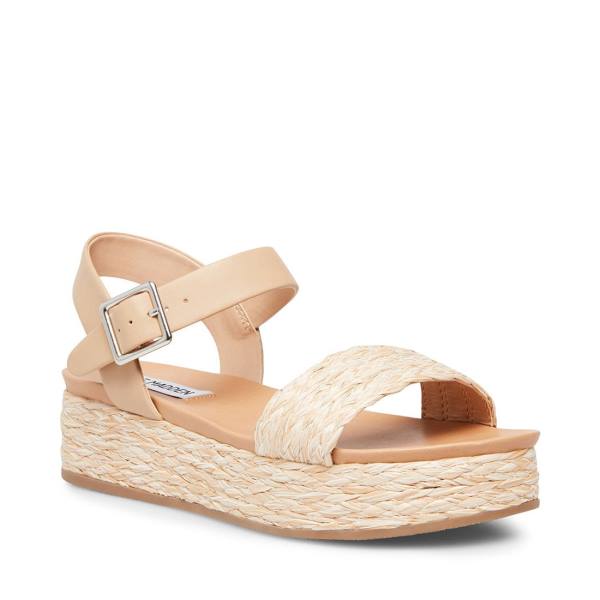 Sandały Damskie Steve Madden Accord Natural Raffia Beżowe | SM-168RL