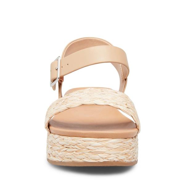 Sandały Damskie Steve Madden Accord Natural Raffia Beżowe | SM-168RL