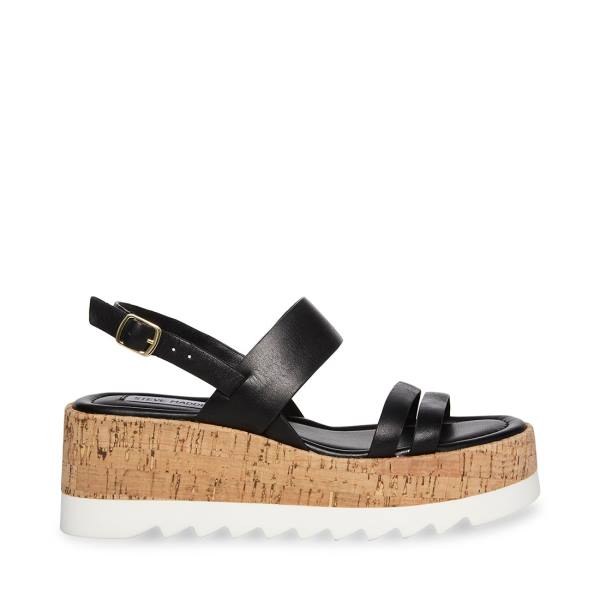 Sandały Damskie Steve Madden Athena Skórzane Czarne | SM-859PA