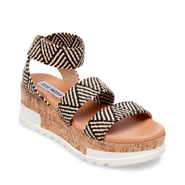 Sandały Damskie Steve Madden Bandi Tan Czarne Brązowe | SM-082CE