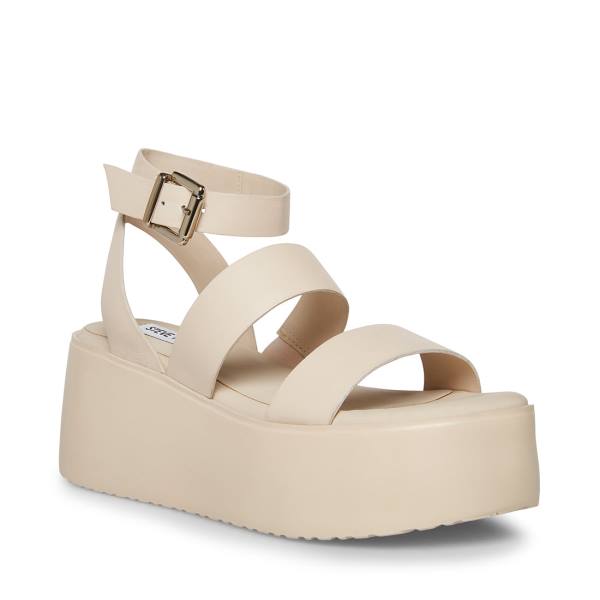 Sandały Damskie Steve Madden Bay Natural Skórzane Beżowe | SM-247ZT