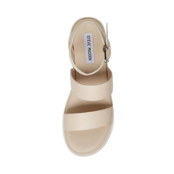 Sandały Damskie Steve Madden Bay Natural Skórzane Beżowe | SM-247ZT