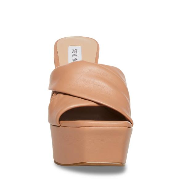 Sandały Damskie Steve Madden Brianna Tan Skórzane Brązowe | SM-574HW