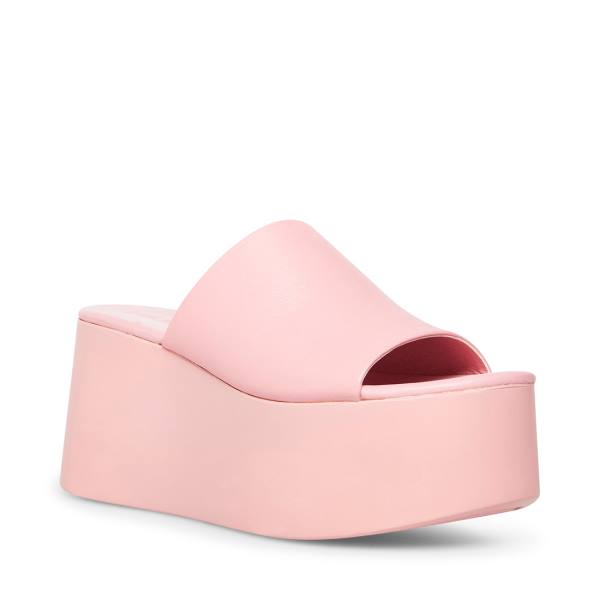 Sandały Damskie Steve Madden Christa Skórzane Różowe | SM-465RB