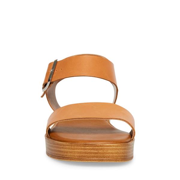 Sandały Damskie Steve Madden Destined Tan Skórzane Brązowe | SM-415GL