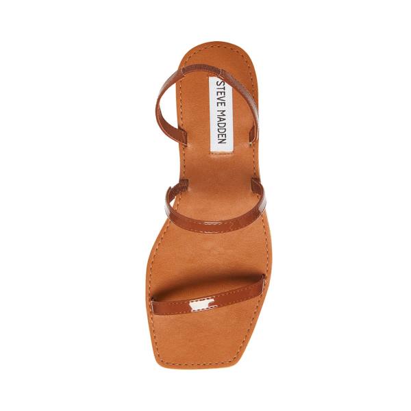 Sandały Damskie Steve Madden Direct Cognac Lakierowana Brązowe | SM-406BR