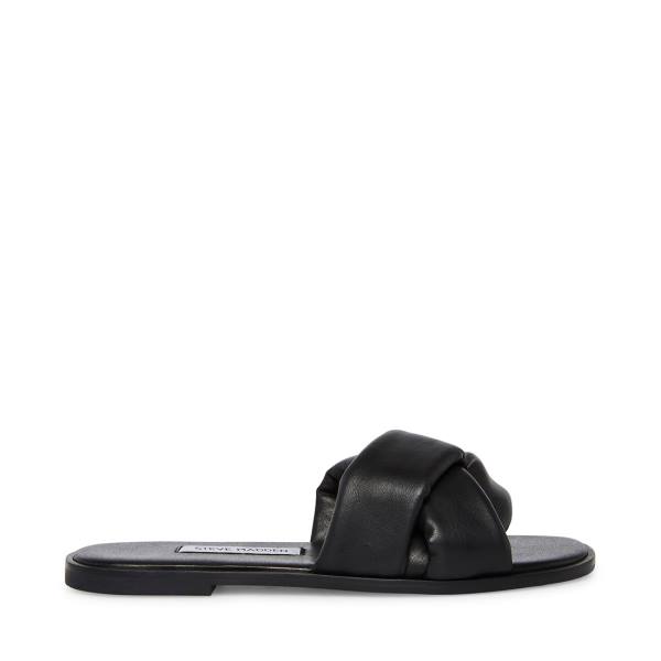 Sandały Damskie Steve Madden Georgina Skórzane Czarne | SM-604AQ