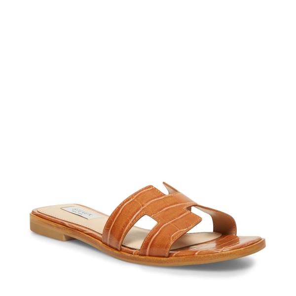 Sandały Damskie Steve Madden Hadyn Cognac Brązowe Kolorowe | SM-489BM