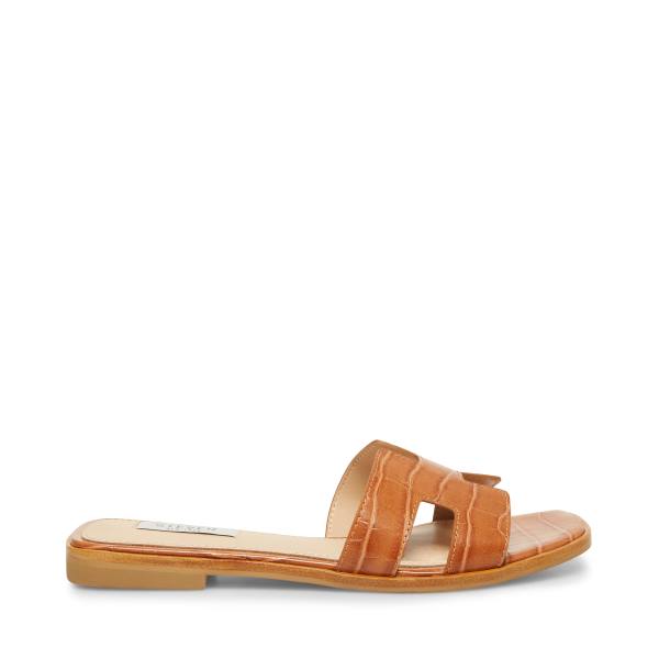 Sandały Damskie Steve Madden Hadyn Cognac Brązowe Kolorowe | SM-489BM