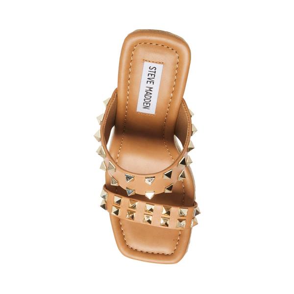 Sandały Damskie Steve Madden Mackie-s Tan Brązowe Kolorowe | SM-918DW