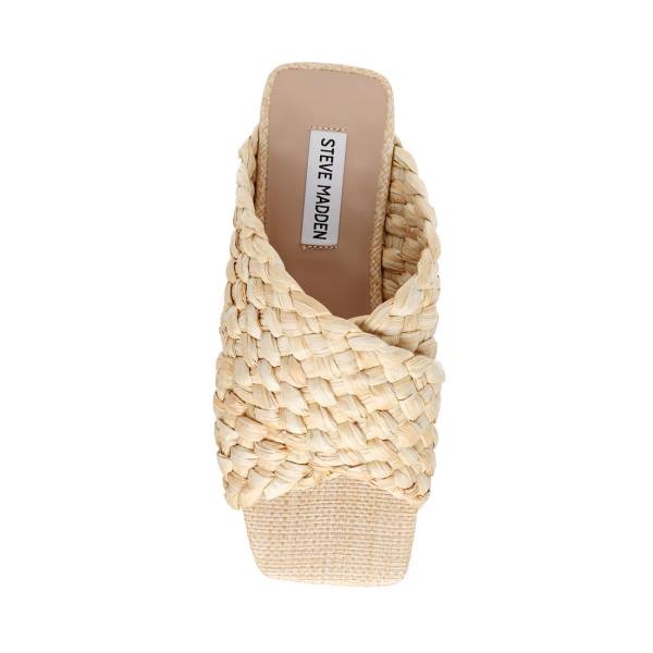 Sandały Damskie Steve Madden Marina Natural Raffia Beżowe | SM-572GX