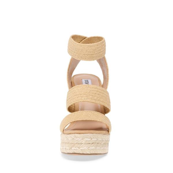 Sandały Damskie Steve Madden Shimmy Natural Raffia Beżowe | SM-394IZ