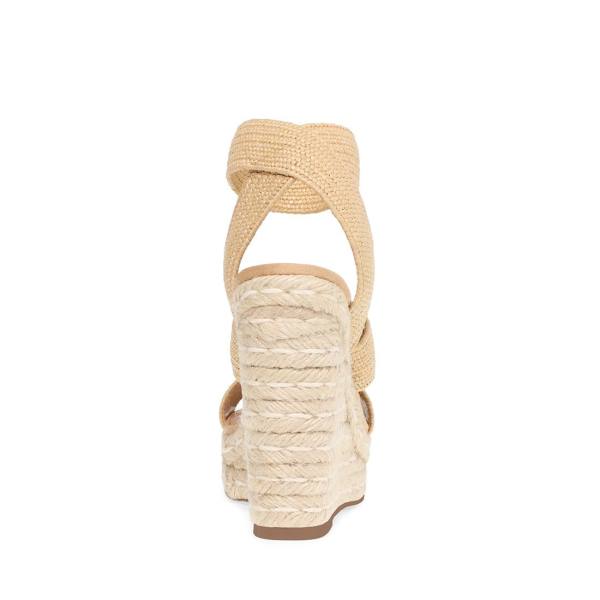 Sandały Damskie Steve Madden Shimmy Natural Raffia Beżowe | SM-394IZ