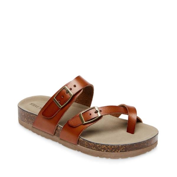 Sandały Dziecięce Steve Madden Jbeached Cognac Brązowe | SM-081BO