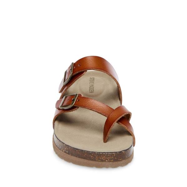 Sandały Dziecięce Steve Madden Jbeached Cognac Brązowe | SM-081BO