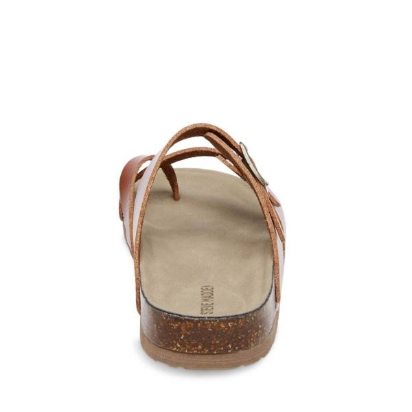 Sandały Dziecięce Steve Madden Jbeached Cognac Brązowe | SM-081BO