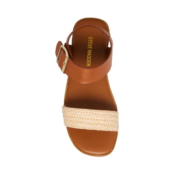 Sandały Dziecięce Steve Madden Jdestind Raffia Brązowe | SM-156DC