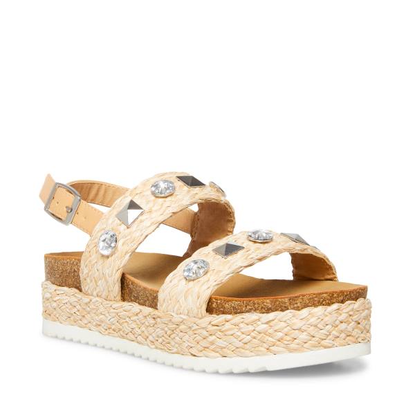 Sandały Dziecięce Steve Madden Jgemston Raffia Brązowe | SM-246XL