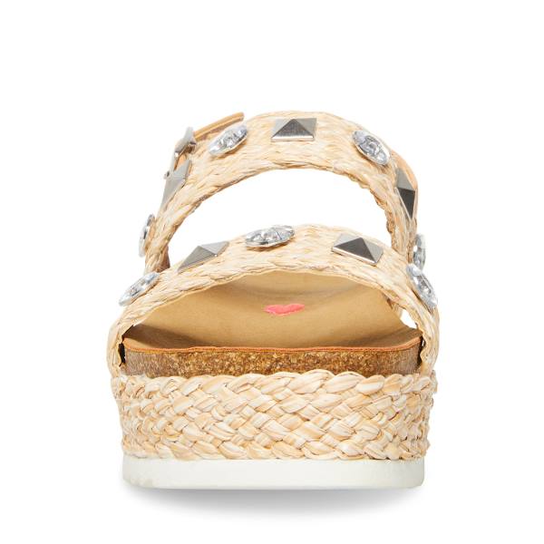 Sandały Dziecięce Steve Madden Jgemston Raffia Brązowe | SM-246XL