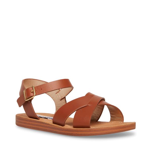 Sandały Dziecięce Steve Madden Jleague Cognac Brązowe | SM-341XI