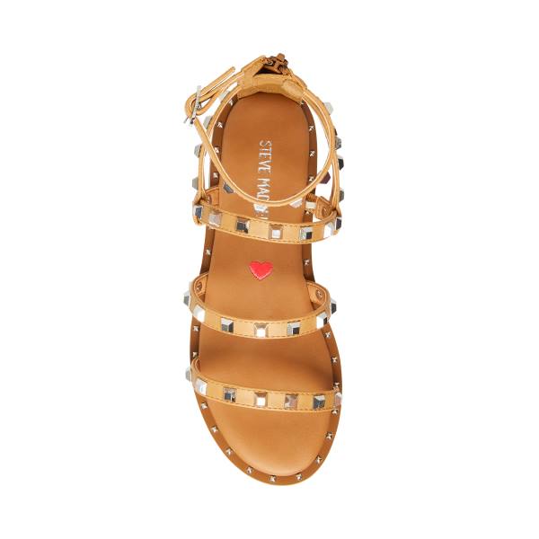 Sandały Dziecięce Steve Madden Jtravel Tan Brązowe | SM-610PG