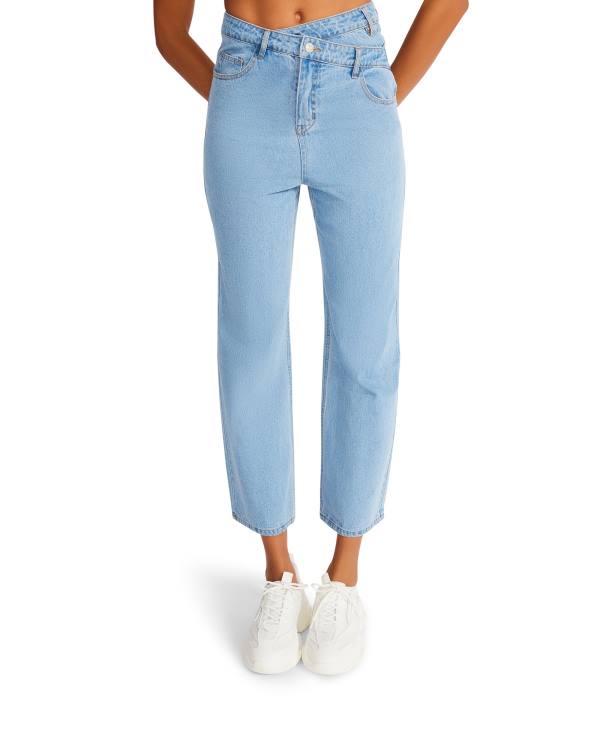 Spodnie Damskie Steve Madden Asymmetrical Boyfriend Jean Niebieskie | SM-198FV